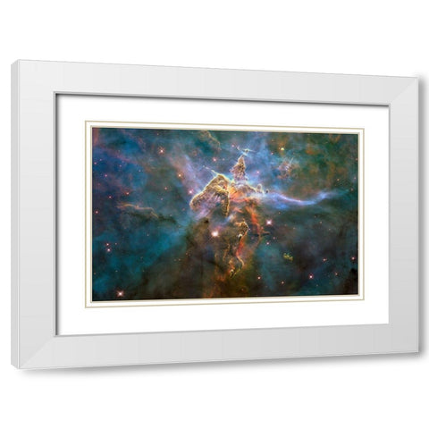 Mystic Mountain in the Carina Nebula White Modern Wood Framed Art Print with Double Matting by NASA