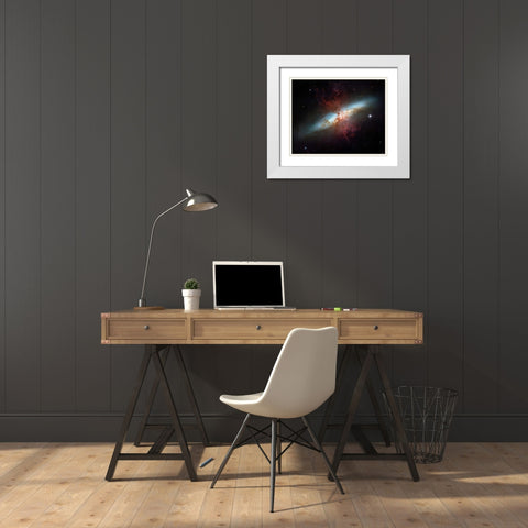 M82 - Starburst Galaxy White Modern Wood Framed Art Print with Double Matting by NASA