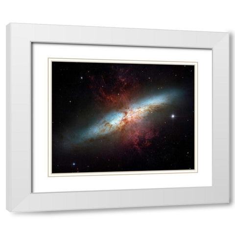 M82 - Starburst Galaxy White Modern Wood Framed Art Print with Double Matting by NASA