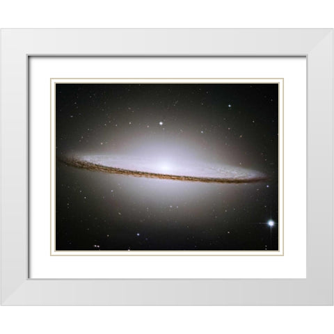 M104 - The Sombrero Galaxy -  Visible Light White Modern Wood Framed Art Print with Double Matting by NASA