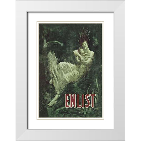 WWI: Enlist (Sinking Lusitania Victim) White Modern Wood Framed Art Print with Double Matting by Spear, Fred