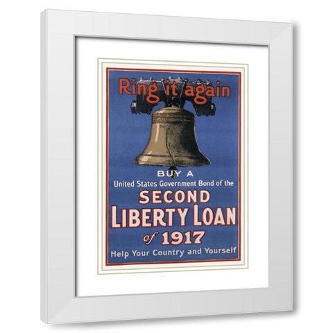 WWI: Ring It Again White Modern Wood Framed Art Print with Double Matting by Unknown