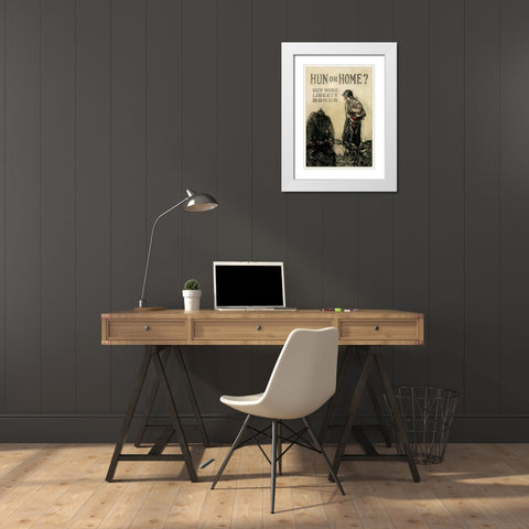 WWI: Hun or Home? White Modern Wood Framed Art Print with Double Matting by Unknown