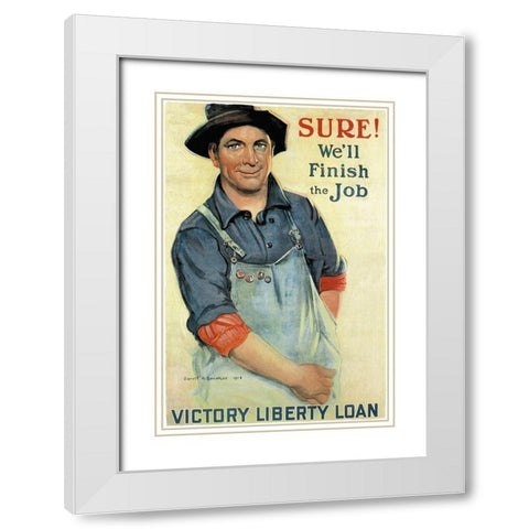 WWI: Sure! Well Finish White Modern Wood Framed Art Print with Double Matting by Unknown