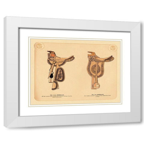 Saddles and Tack: Morgan Saddles #1 White Modern Wood Framed Art Print with Double Matting by Unknown