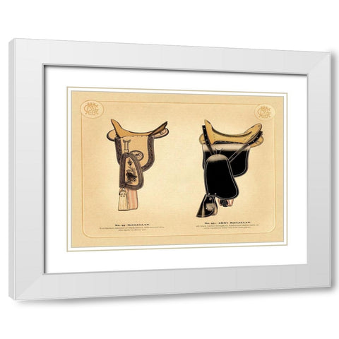 Saddles and Tack: McClellan Saddles #1 White Modern Wood Framed Art Print with Double Matting by Unknown
