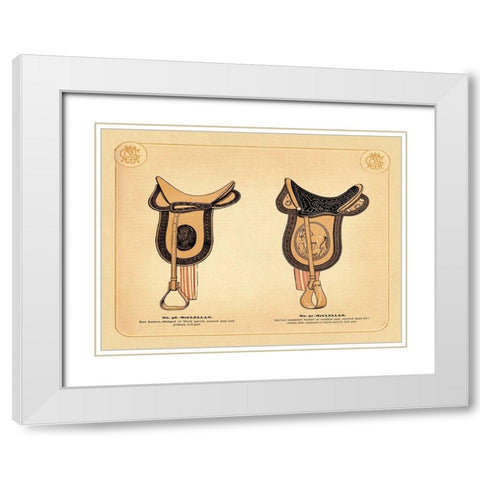 Saddles and Tack: McClellan Saddles #2 White Modern Wood Framed Art Print with Double Matting by Unknown