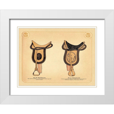 Saddles and Tack: McClellan Saddles #2 White Modern Wood Framed Art Print with Double Matting by Unknown