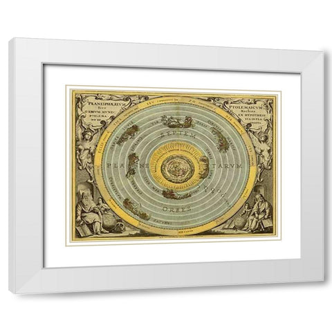 Maps of the Heavens: Planisphaerium Ptolemaicum White Modern Wood Framed Art Print with Double Matting by Cellarius, Andreas
