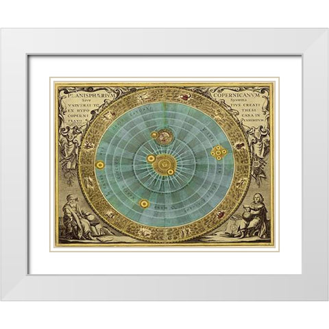 Maps of the Heavens: Planisphaerium Copernicanum White Modern Wood Framed Art Print with Double Matting by Cellarius, Andreas