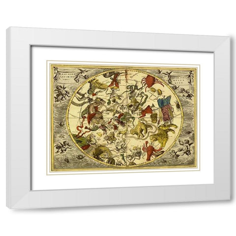 Maps of the Heavens: Planisphaerium Stellatum Boreale White Modern Wood Framed Art Print with Double Matting by Cellarius, Andreas