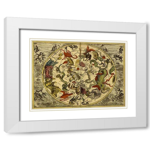 Maps of the Heavens: Haemisphaerium Stellatum Australe Antiquum White Modern Wood Framed Art Print with Double Matting by Cellarius, Andreas
