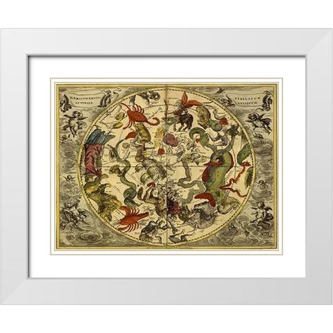 Maps of the Heavens: Haemisphaerium Stellatum Australe Antiquum White Modern Wood Framed Art Print with Double Matting by Cellarius, Andreas