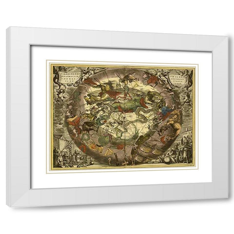 Maps of the Heavens: Haemisphaerium Sceno Graphicum Australe White Modern Wood Framed Art Print with Double Matting by Cellarius, Andreas
