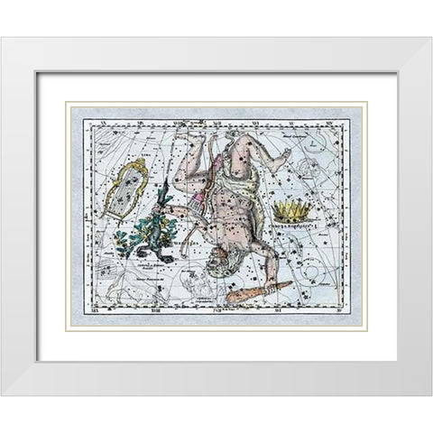 Maps of the Heavens: Hercules, the Lyre and Corona Borealis White Modern Wood Framed Art Print with Double Matting by Jamieson, Alexander
