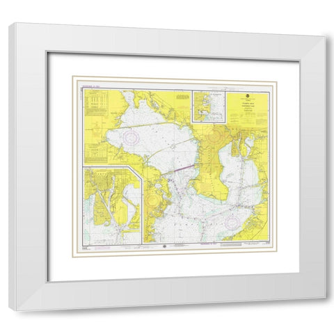 Nautical Chart - Tampa Bay - Northern Part ca. 1975 White Modern Wood Framed Art Print with Double Matting by NOAA Historical Map and Chart Collection