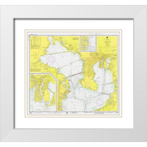 Nautical Chart - Tampa Bay - Northern Part ca. 1975 White Modern Wood Framed Art Print with Double Matting by NOAA Historical Map and Chart Collection