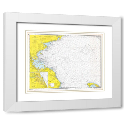 Nautical Chart - Massachusetts Bay ca. 1970 White Modern Wood Framed Art Print with Double Matting by NOAA Historical Map and Chart Collection