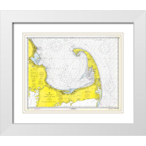 Nautical Chart - Cape Cod Bay ca. 1970 White Modern Wood Framed Art Print with Double Matting by NOAA Historical Map and Chart Collection