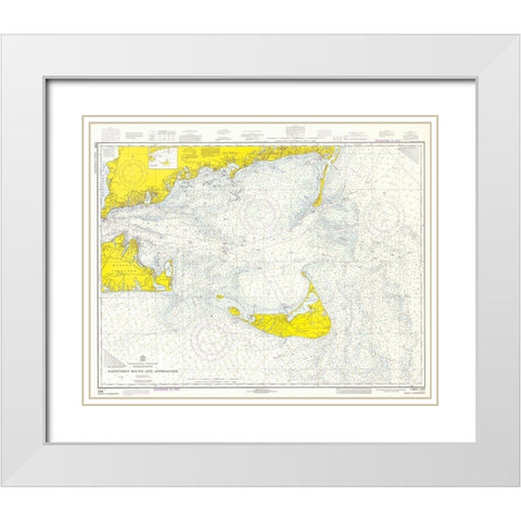 Nautical Chart - Nantucket Sound and Approaches ca. 1973 White Modern Wood Framed Art Print with Double Matting by NOAA Historical Map and Chart Collection