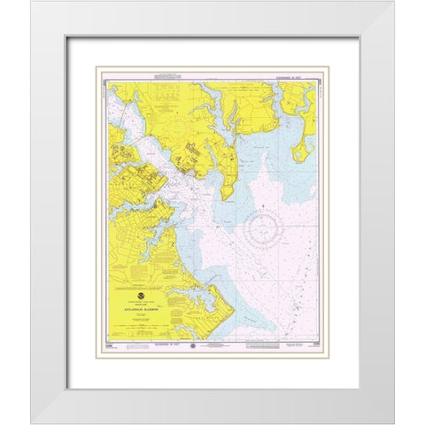 Nautical Chart - Annapolis Harbor ca. 1975 White Modern Wood Framed Art Print with Double Matting by NOAA Historical Map and Chart Collection