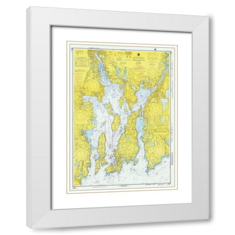 Nautical Chart - Narragansett Bay ca. 1975 White Modern Wood Framed Art Print with Double Matting by NOAA Historical Map and Chart Collection