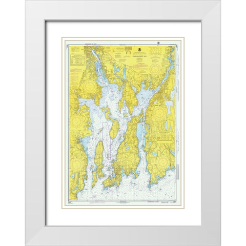 Nautical Chart - Narragansett Bay ca. 1975 White Modern Wood Framed Art Print with Double Matting by NOAA Historical Map and Chart Collection