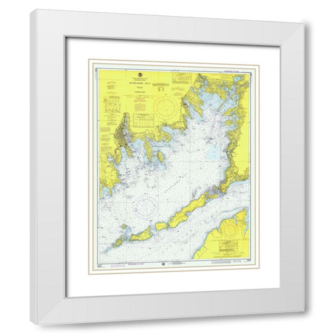 Nautical Chart - Buzzards Bay ca. 1974 White Modern Wood Framed Art Print with Double Matting by NOAA Historical Map and Chart Collection