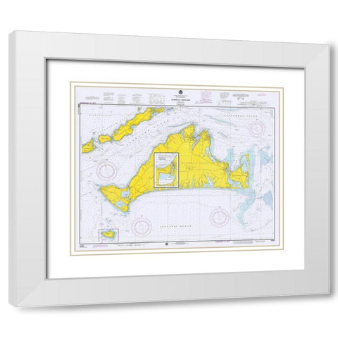 Nautical Chart - Marthas Vineyard ca. 1975 White Modern Wood Framed Art Print with Double Matting by NOAA Historical Map and Chart Collection