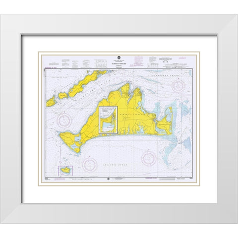 Nautical Chart - Marthas Vineyard ca. 1975 White Modern Wood Framed Art Print with Double Matting by NOAA Historical Map and Chart Collection