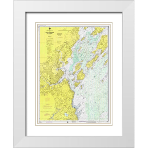 Nautical Chart - Portland Harbor and Vicinity ca. 1974 White Modern Wood Framed Art Print with Double Matting by NOAA Historical Map and Chart Collection