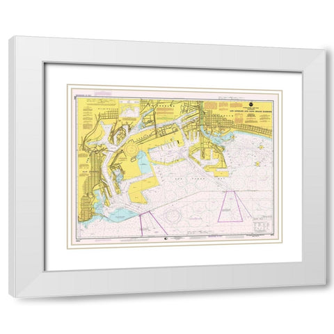 Nautical Chart - Los Angeles and Long Beach Harbors ca. 1998 White Modern Wood Framed Art Print with Double Matting by NOAA Historical Map and Chart Collection