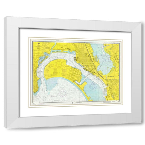Nautical Chart - San Diego Bay ca. 1974 White Modern Wood Framed Art Print with Double Matting by NOAA Historical Map and Chart Collection