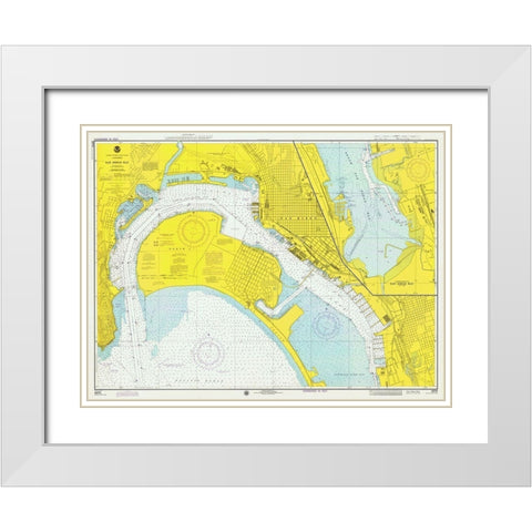 Nautical Chart - San Diego Bay ca. 1974 White Modern Wood Framed Art Print with Double Matting by NOAA Historical Map and Chart Collection