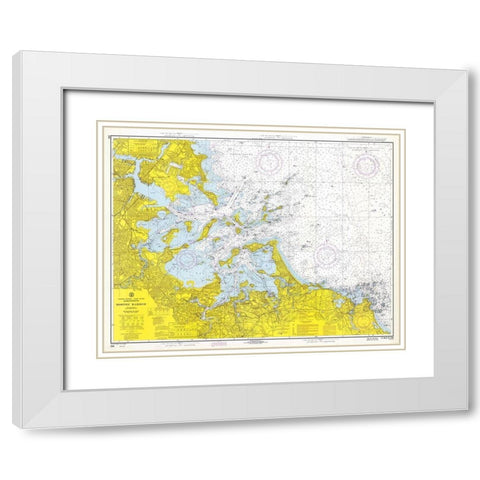 Nautical Chart - Boston Harbor ca. 1970 White Modern Wood Framed Art Print with Double Matting by NOAA Historical Map and Chart Collection