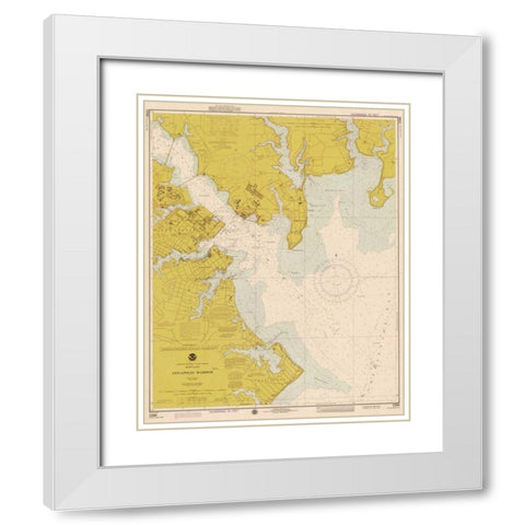 Nautical Chart - Annapolis Harbor ca. 1975 - Sepia Tinted White Modern Wood Framed Art Print with Double Matting by NOAA Historical Map-Chart