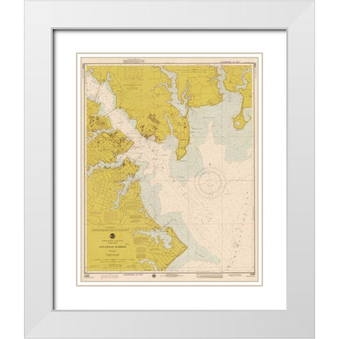 Nautical Chart - Annapolis Harbor ca. 1975 - Sepia Tinted White Modern Wood Framed Art Print with Double Matting by NOAA Historical Map-Chart