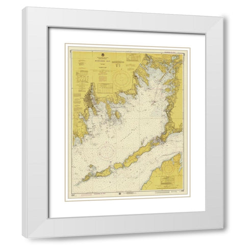 Nautical Chart - Buzzards Bay ca. 1974 - Sepia Tinted White Modern Wood Framed Art Print with Double Matting by NOAA Historical Map and Chart Collection