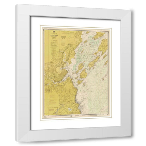 Nautical Chart - Portland Harbor and Vicinity ca. 1974 - Sepia Tinted White Modern Wood Framed Art Print with Double Matting by NOAA Historical Map and Chart Collection