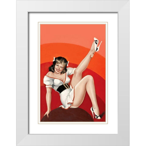 Mid-Century Pin-Ups - Titter Magazine - Winking Brunette White Modern Wood Framed Art Print with Double Matting by Driben, Peter