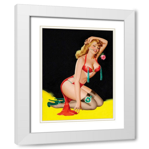 Mid-Century Pin-Ups - Beauty Parade Magazine - Rose White Modern Wood Framed Art Print with Double Matting by Driben, Peter