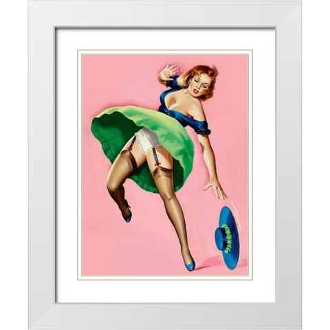 Mid-Century Pin-Ups - Wink Magazine - Strong Wind White Modern Wood Framed Art Print with Double Matting by Driben, Peter