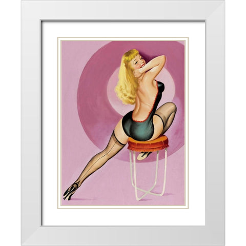 Mid-Century Pin-Ups - Beauty Parade Magazine - Oh! Purple White Modern Wood Framed Art Print with Double Matting by Driben, Peter
