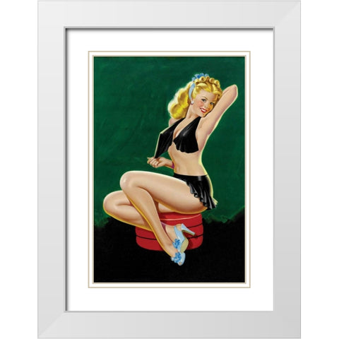 Mid-Century Pin-Ups - Beauty Parade - Uncovering Beauty White Modern Wood Framed Art Print with Double Matting by Driben, Peter