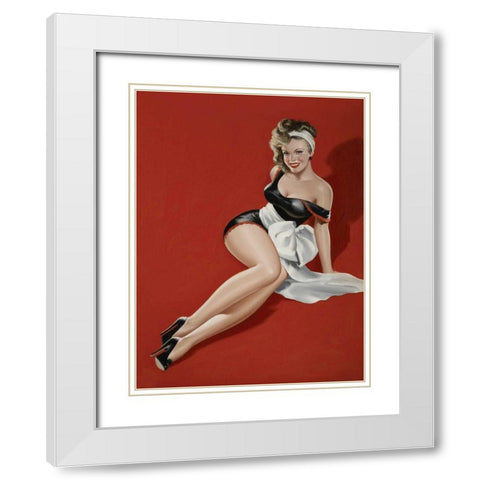 Mid-Century Pin-Ups - Magazine Cover - The Gift White Modern Wood Framed Art Print with Double Matting by Driben, Peter