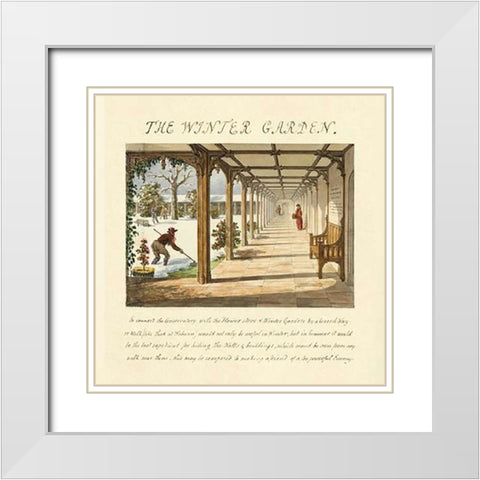 The Winter Garden, 1813 White Modern Wood Framed Art Print with Double Matting by Repton, Humphry