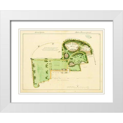 Ancient Garden and Modern Pleasure Garden: Plan, 1813 White Modern Wood Framed Art Print with Double Matting by Repton, Humphry