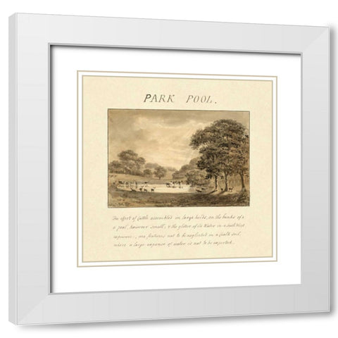 Park Pool, 1813 White Modern Wood Framed Art Print with Double Matting by Repton, Humphry