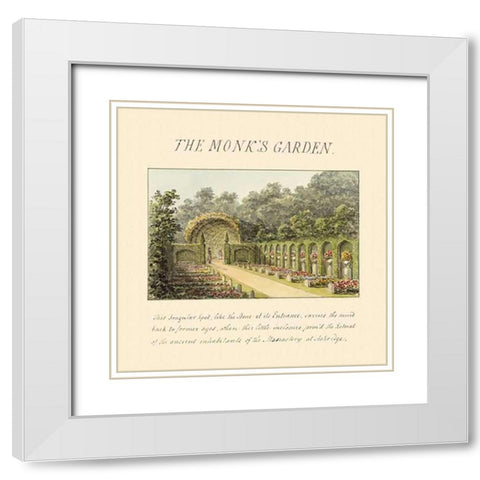 The Monks Garden, 1813 White Modern Wood Framed Art Print with Double Matting by Repton, Humphry