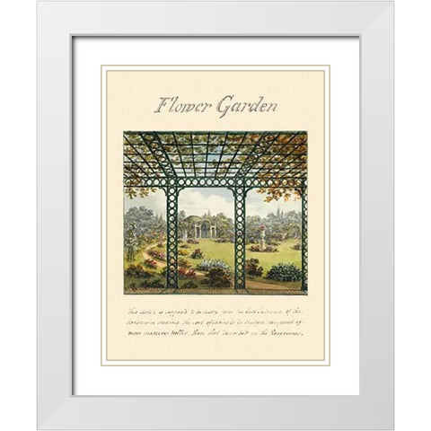 Flower Garden, 1813 White Modern Wood Framed Art Print with Double Matting by Repton, Humphry